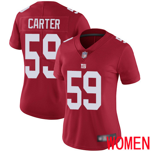 Women New York Giants #59 Lorenzo Carter Red Limited Red Inverted Legend Football NFL Jersey
